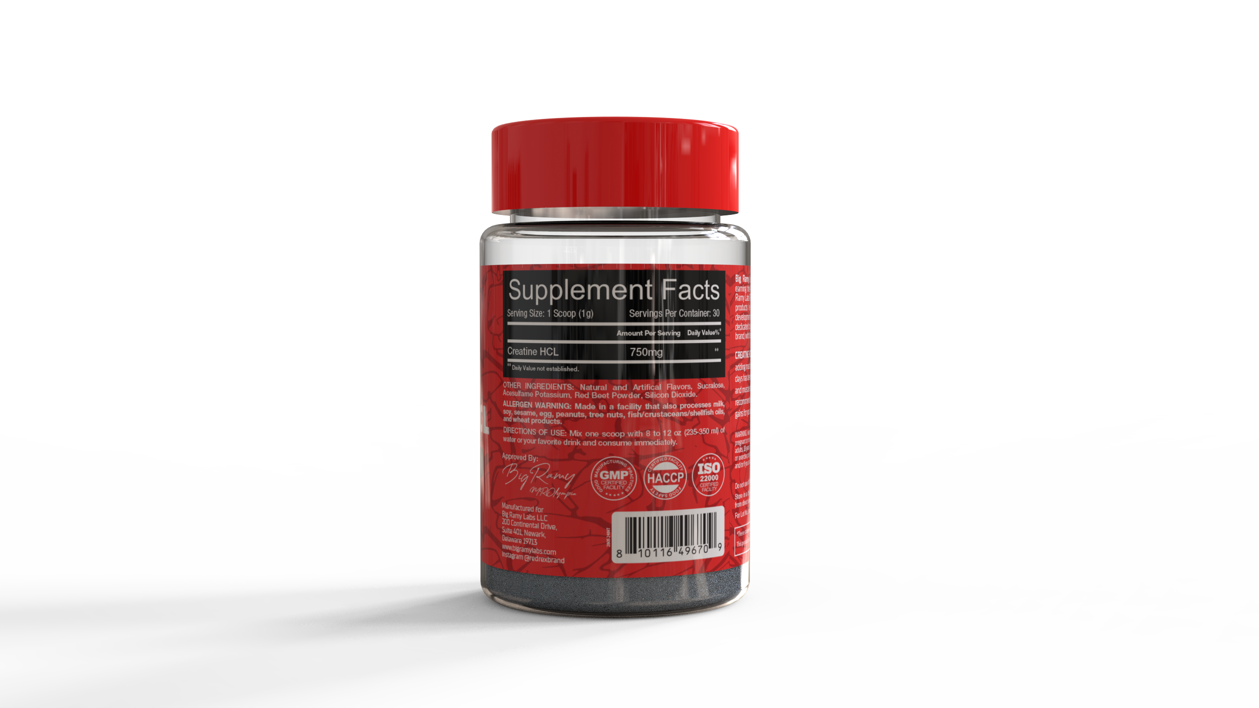 RED REX CREATINE HCL 750MG FRUIT PUNCH 30 Servings