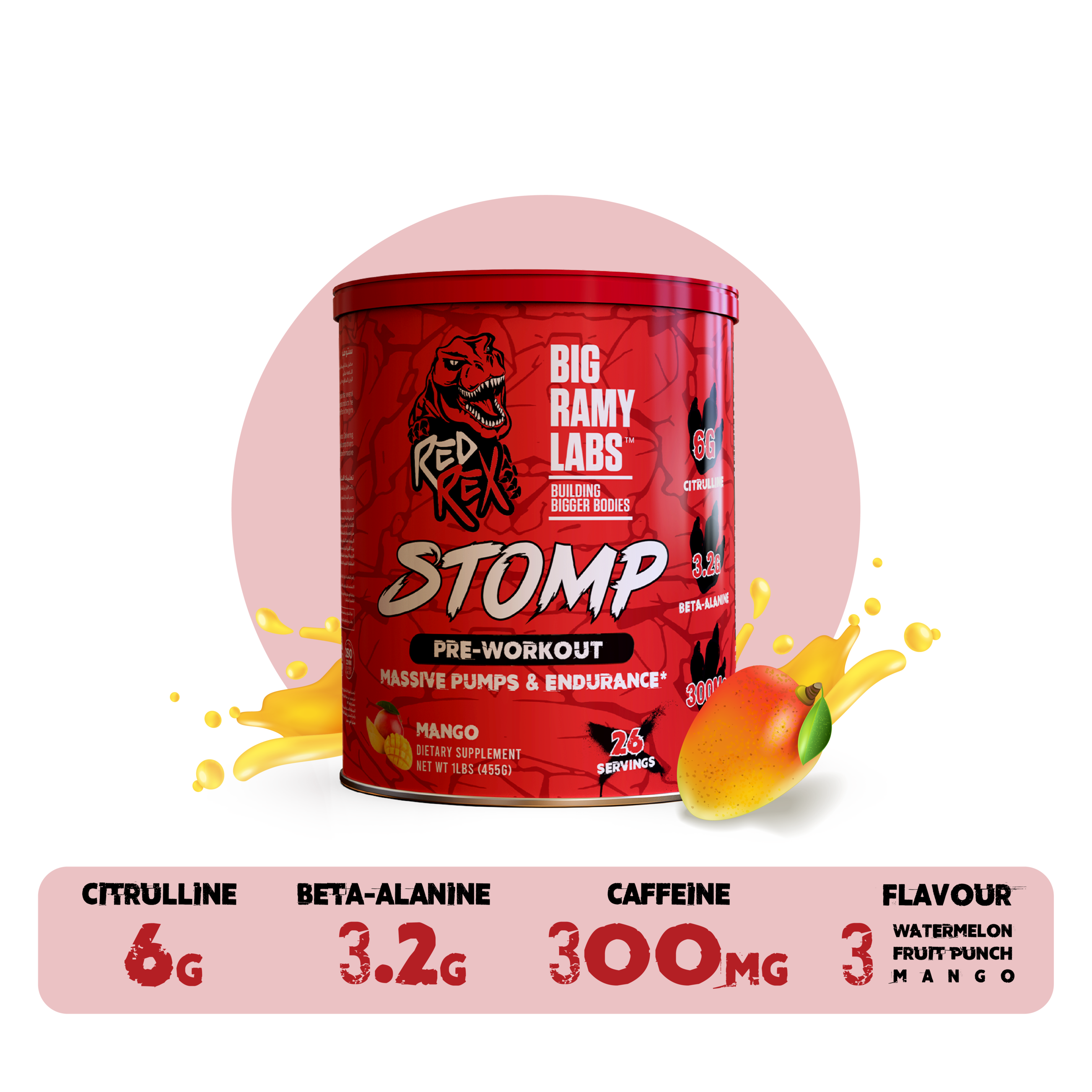 RED REX STOMP PREWORKOUT - Big Ramy Labs Egypt