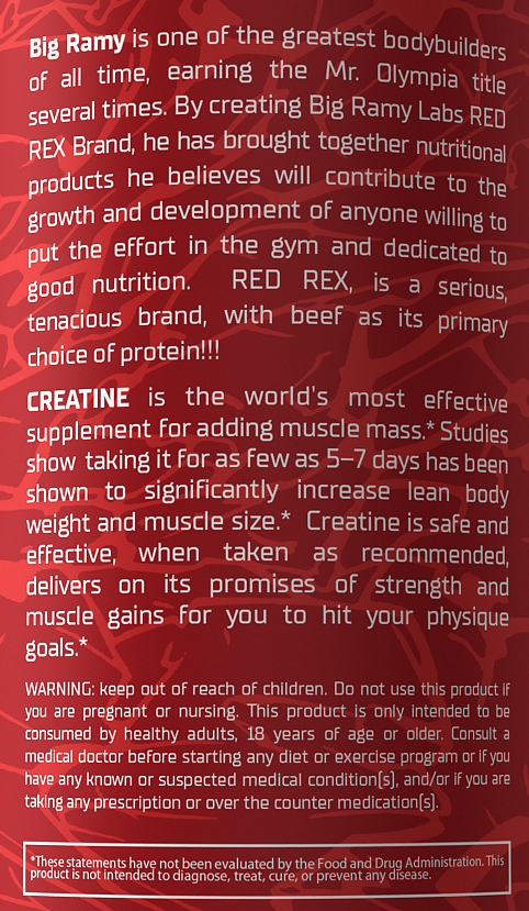 RED REX CREATINE 5000MG UNFLAVORED - Big Ramy Labs Egypt